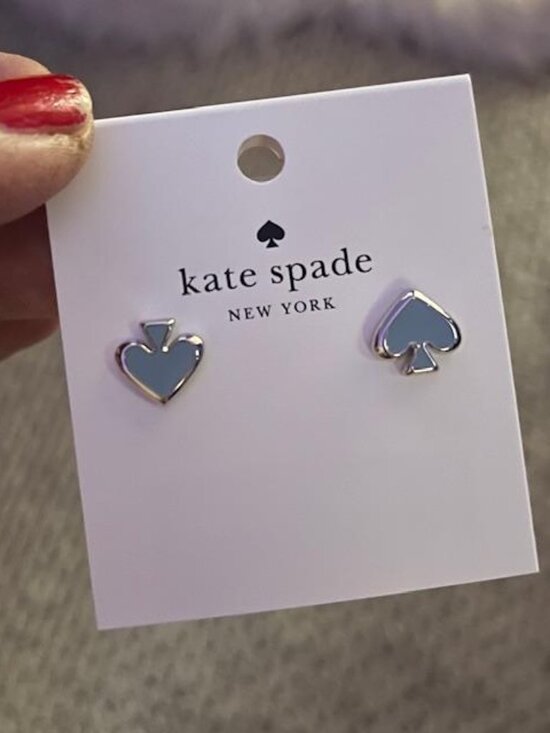 Kate Spade Jewelry - Kate Spade Earrings w/ a Baby Blue Spade & Gold Outline